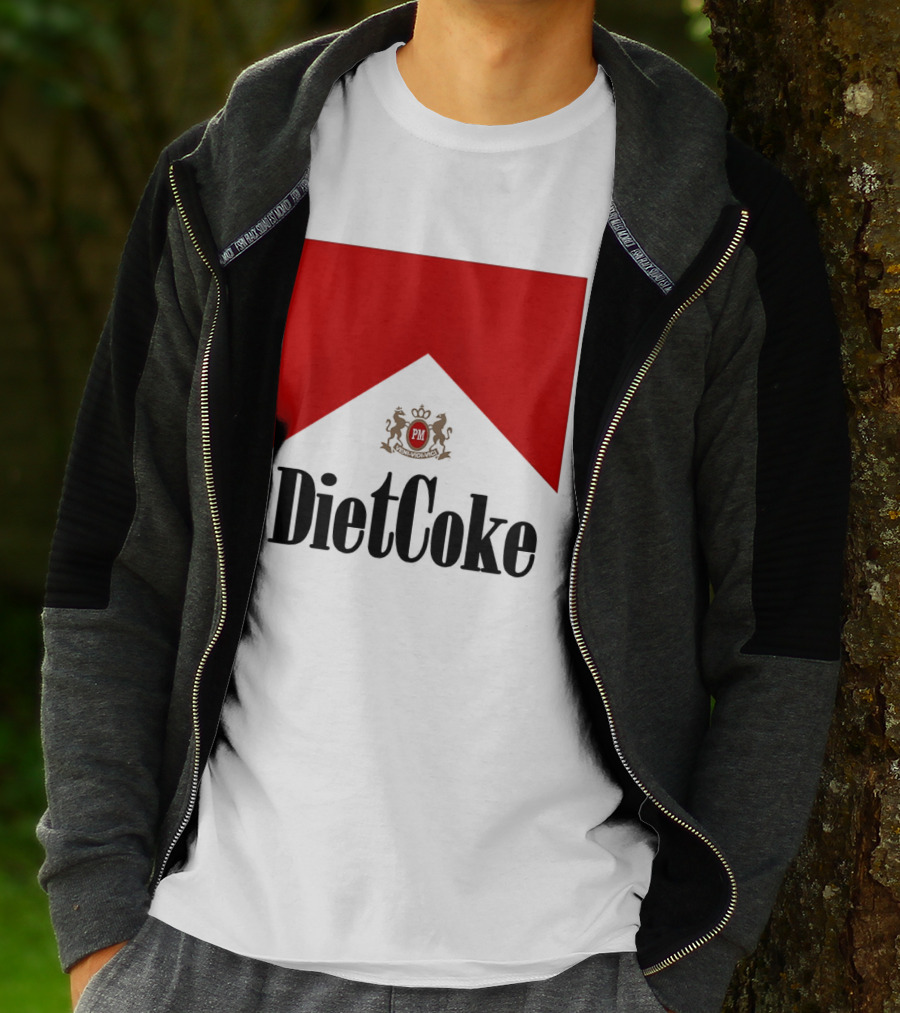 Diet Coke Marlboro Cigarettes Red V Shape PM Crest T-Shirt