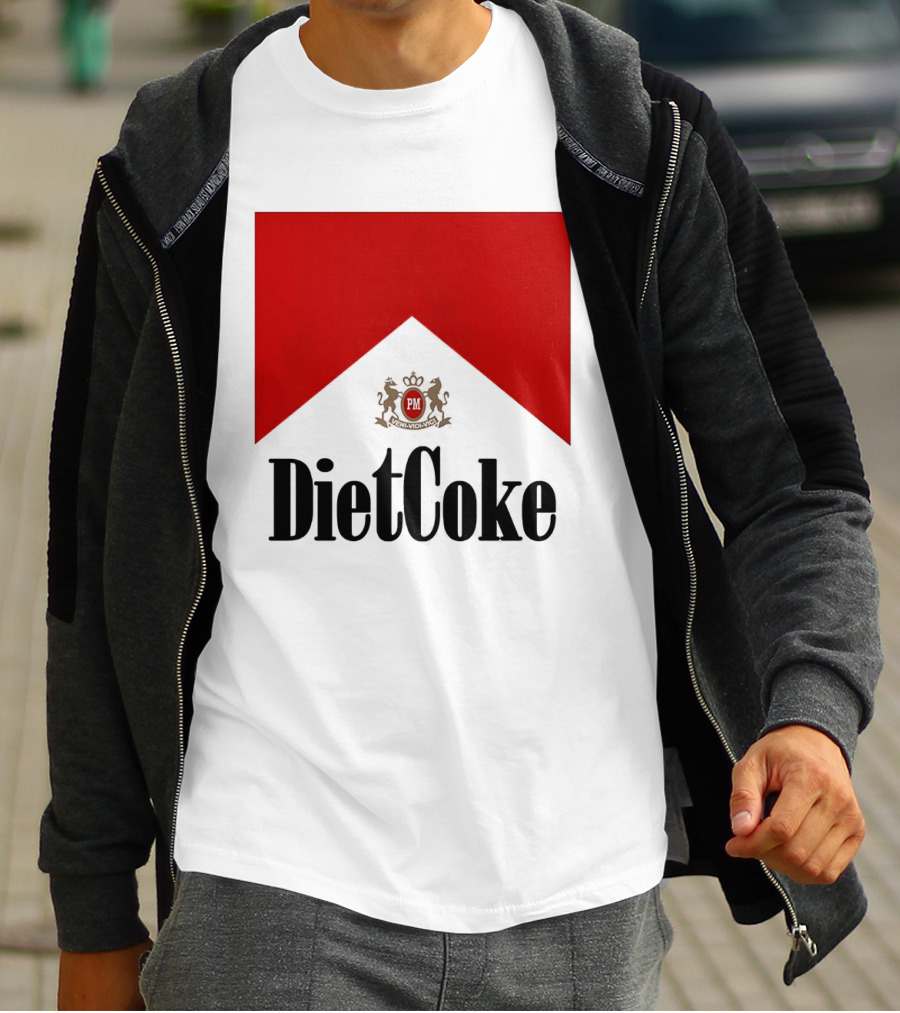 Diet Coke Marlboro Cigarettes Red V Shape PM Crest T-Shirt