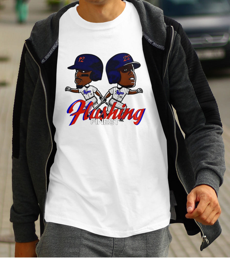 Juan Soto Vs Francisco Lindor Flushing Finest New York Mets Baseball Caricature T-Shirt