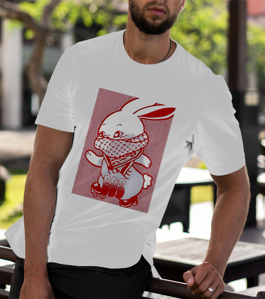 BDS Palestine Bunny With Keffiyeh And Roller Skates T-Shirt