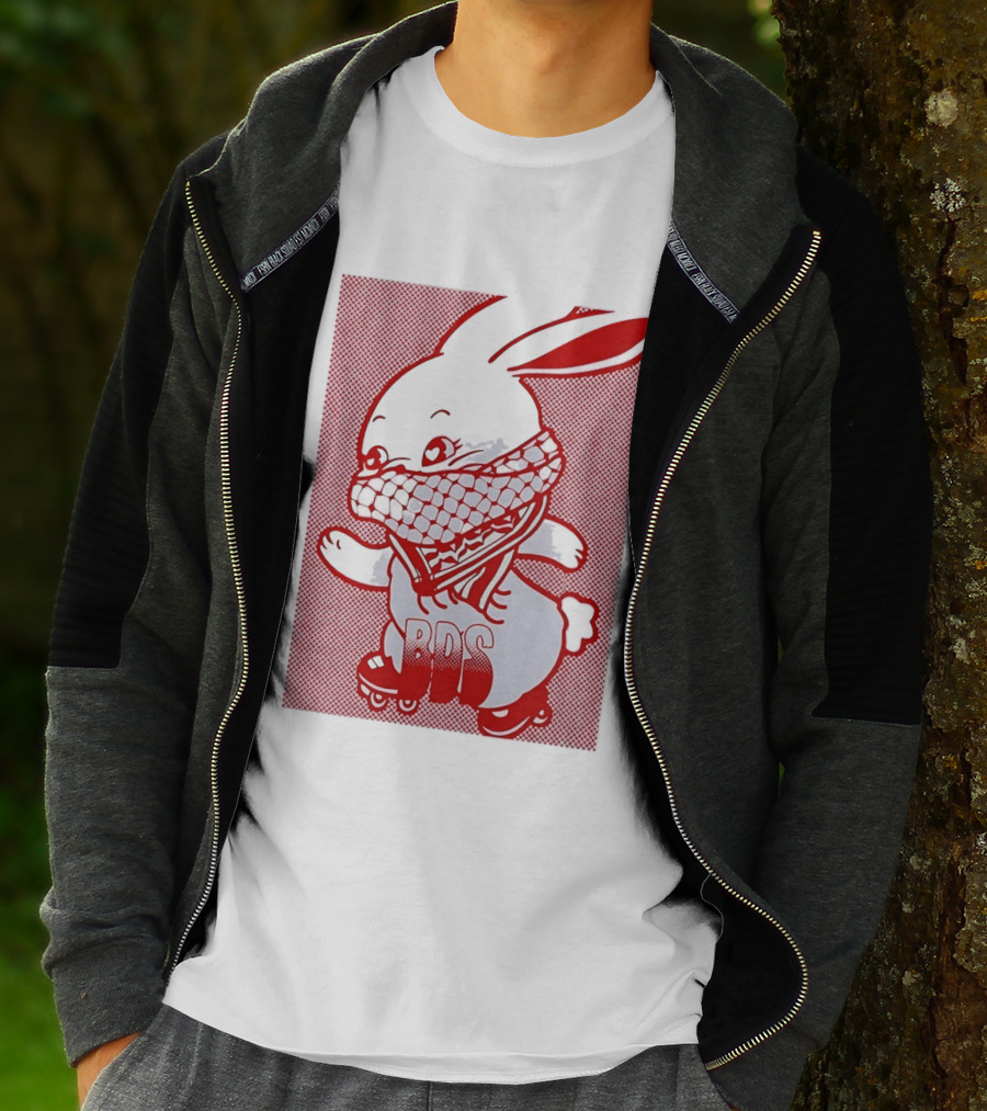 BDS Palestine Bunny With Keffiyeh And Roller Skates T-Shirt