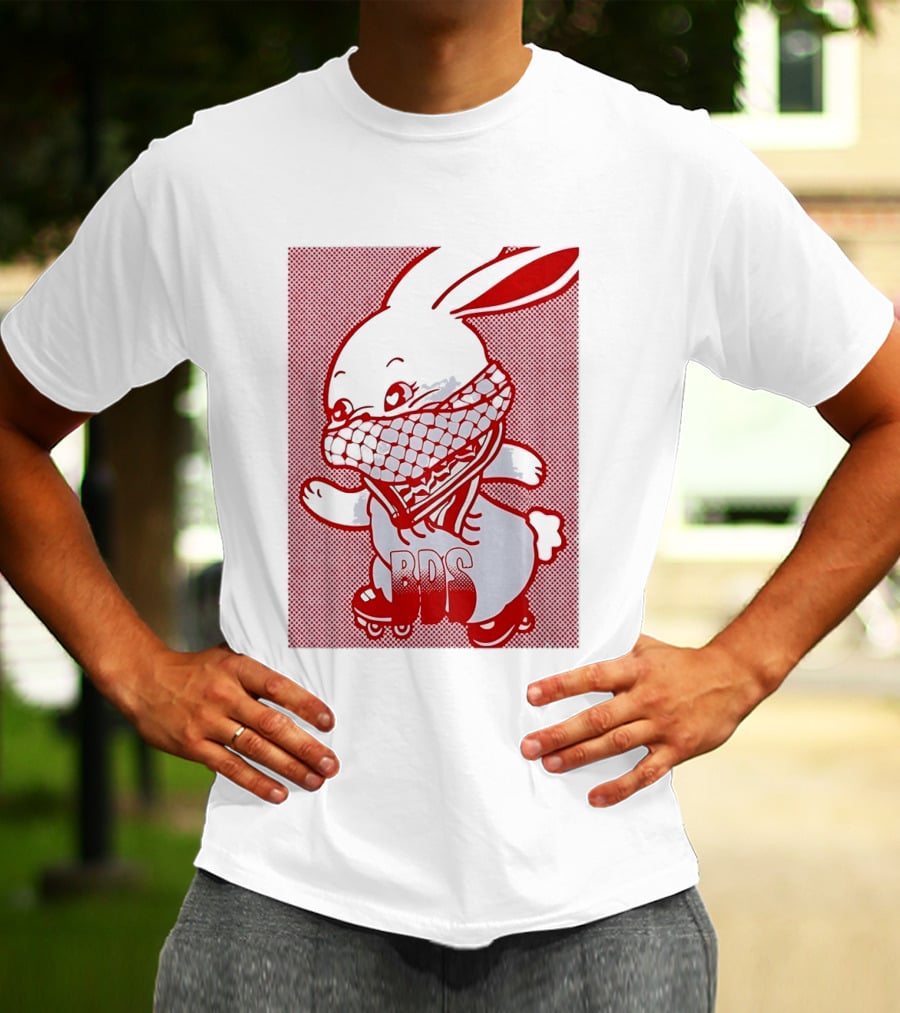 BDS Palestine Bunny With Keffiyeh And Roller Skates T-Shirt