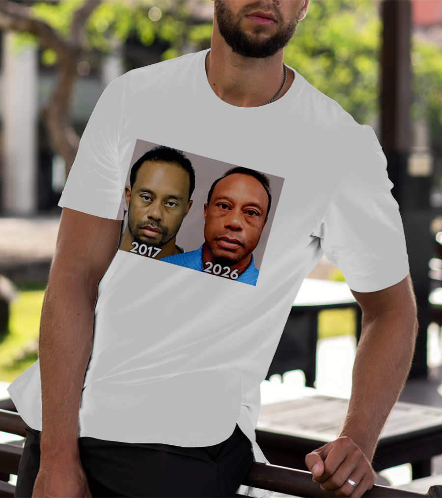 Tiger Woods Shot 2017 And 2026 Comparison T-Shirt