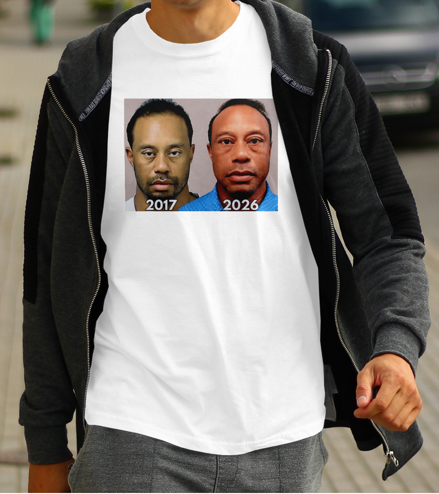 Tiger Woods Shot 2017 And 2026 Comparison T-Shirt