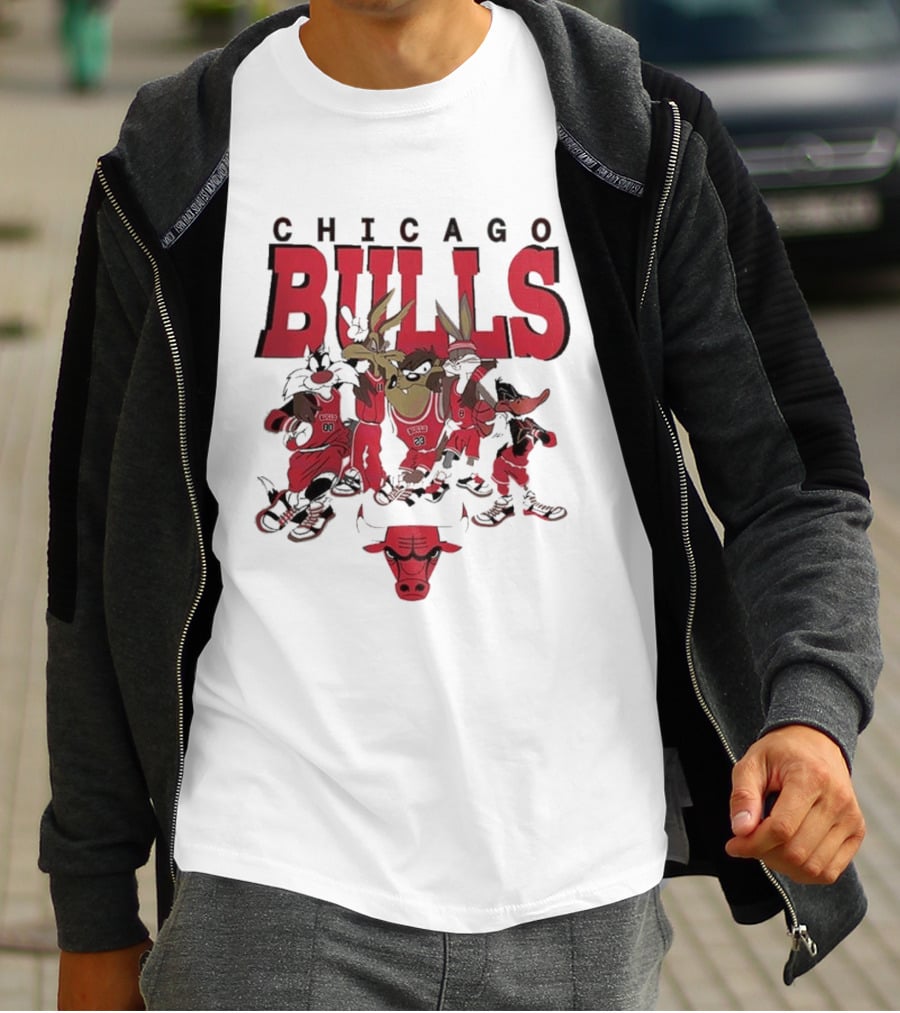 Chicago Bulls Looney Tunes NBA Basketball Characters Collab T-Shirt