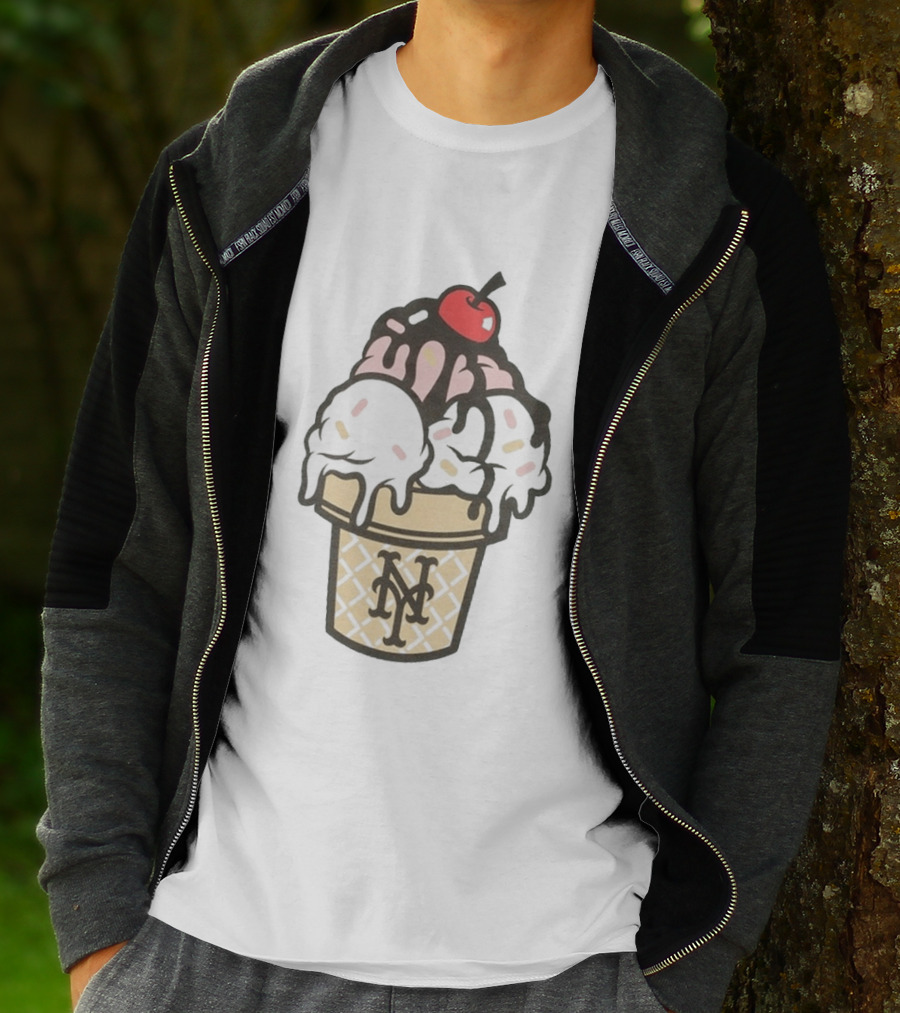 New York Mets Ice Cream Sundae Frozen Treats Cone T-Shirt
