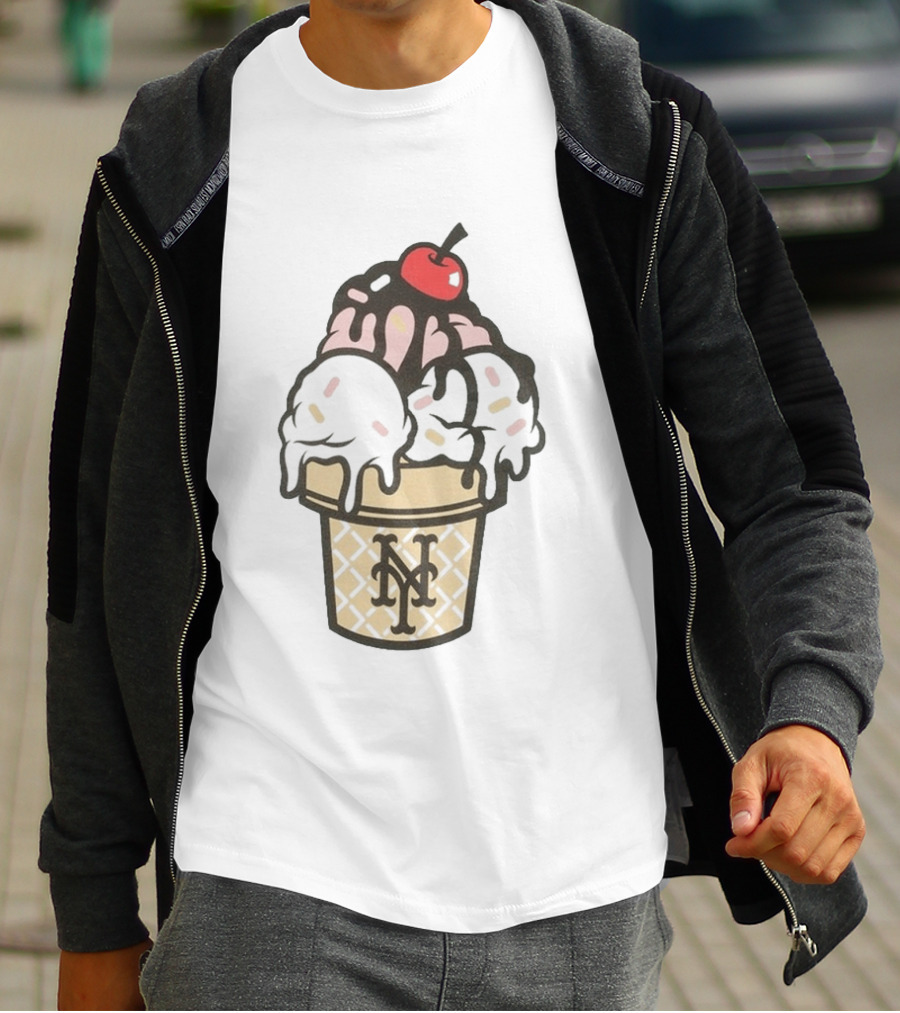 New York Mets Ice Cream Sundae Frozen Treats Cone T-Shirt