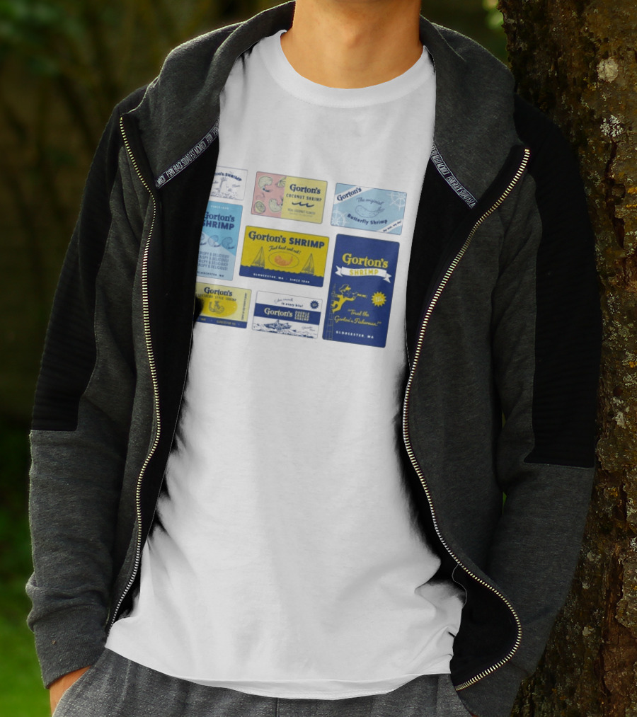 Gorton's Seafood Shrimp Box Collection Gloucester MA Vintage Packaging T-Shirt