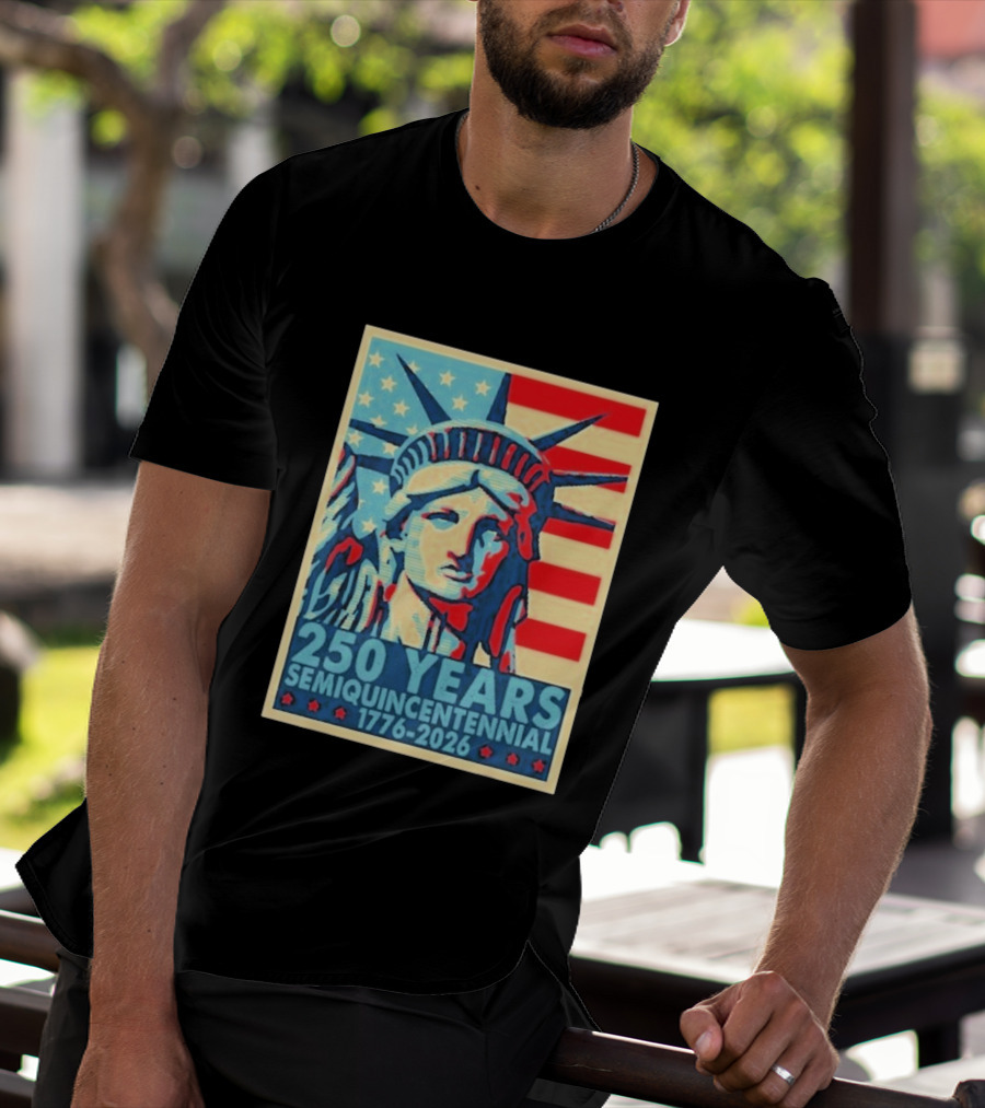 250 Years 1776 2026 Lady Liberty Semiquincentennial With American Flag T-Shirt
