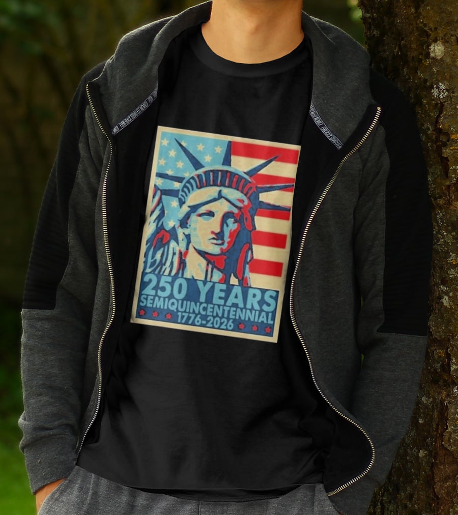 250 Years 1776 2026 Lady Liberty Semiquincentennial With American Flag T-Shirt