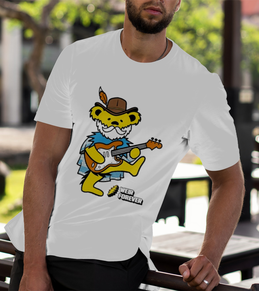 Weir Forever Blue Bear Playing Guitar T-Shirt