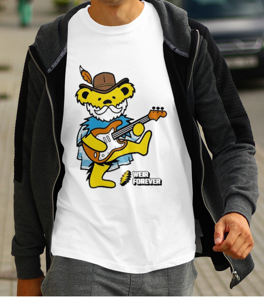 Weir Forever Blue Bear Playing Guitar T-Shirt