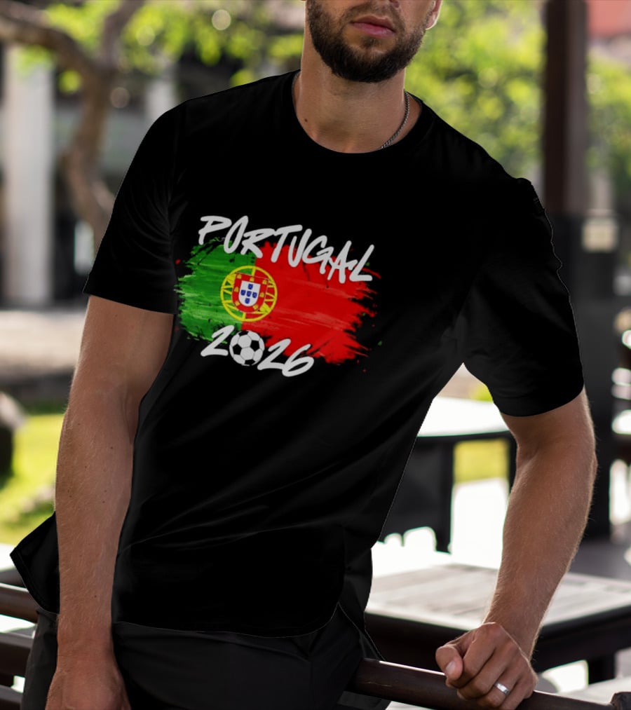 Portugal 2026 Flag With Soccer Ball Paintbrush T-Shirt