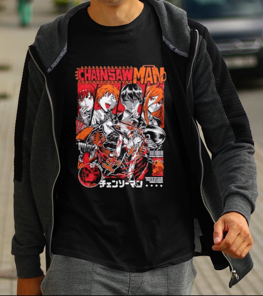 Chainsaw Man Manga Characters Reze Denji Power Aki Hayakawa Manga Cover T-Shirt