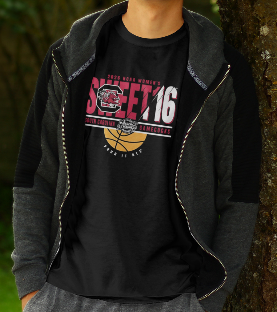 South Carolina Gamecocks NCAA Women's Basketball 2026 Sweet 16 Four It All Basketball T-Shirt