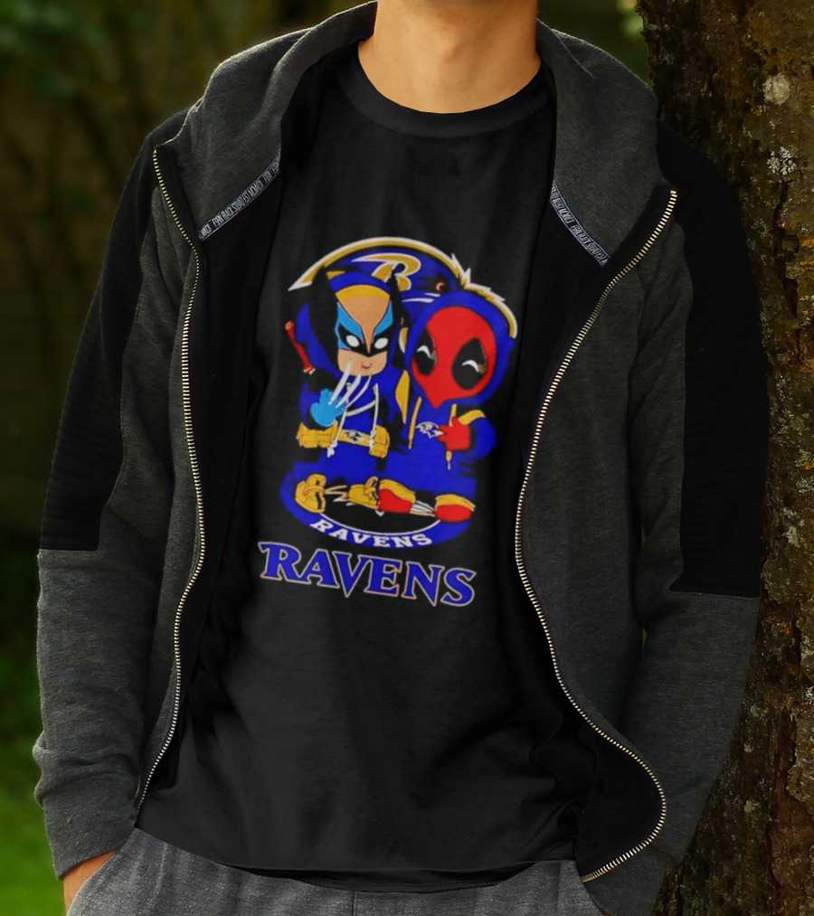 Baltimore Ravens Marvel Wolverine Deadpool True Friends Fan Gear T-Shirt
