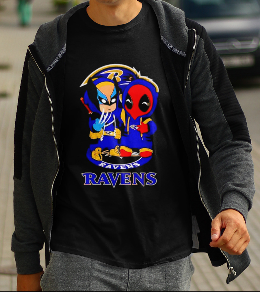 Baltimore Ravens Marvel Wolverine Deadpool True Friends Fan Gear T-Shirt