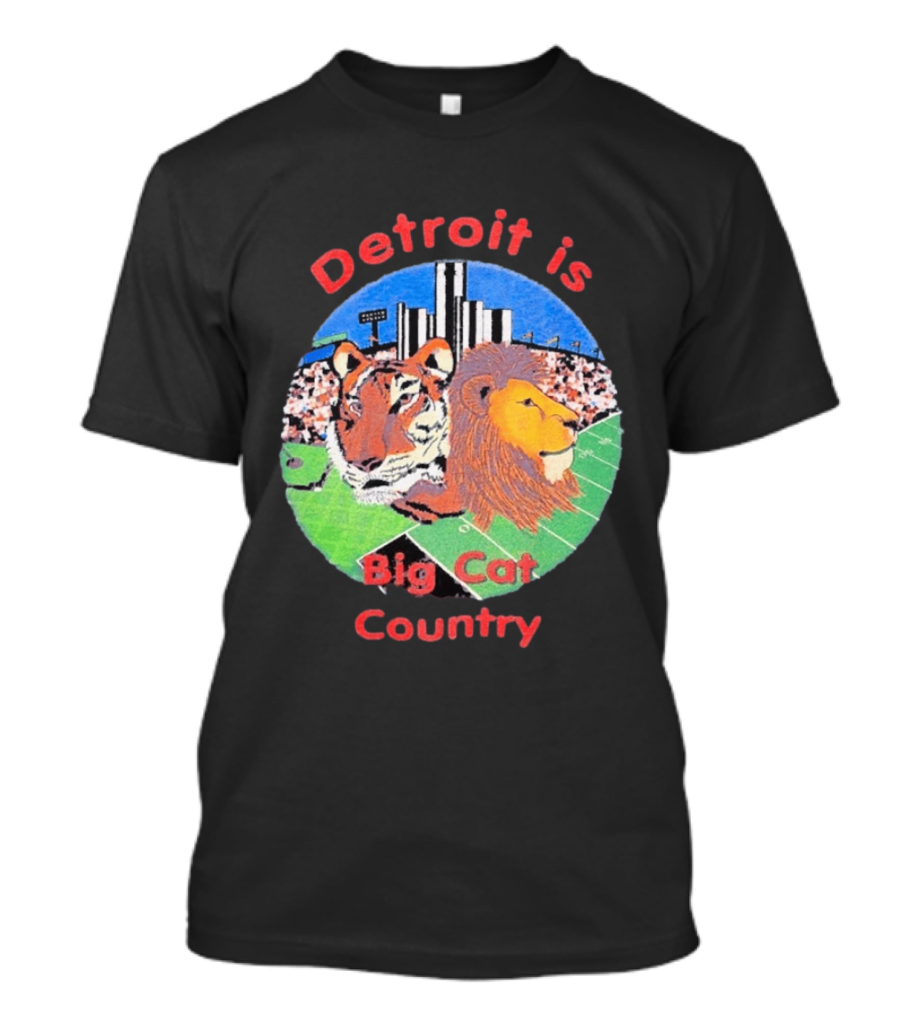 Detroit Is Big Cat Country Tigers Lions Stadium Skyline T-Shirt
