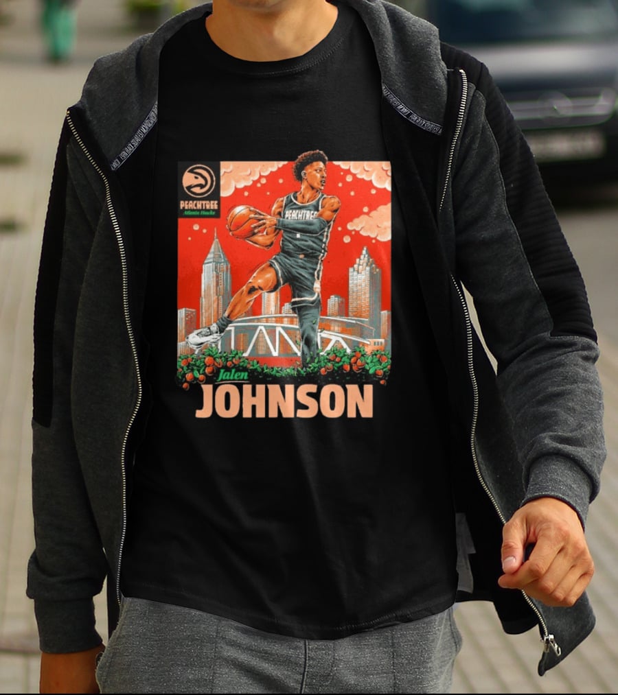 Atlanta Hawks Jalen Johnson Peachtree Skyline Basketball T-Shirt