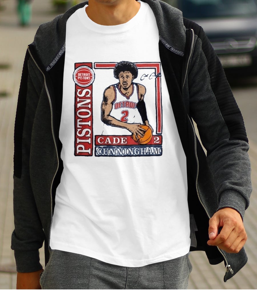 Detroit Pistons Cade Cunningham Basketball Number 2 T-Shirt