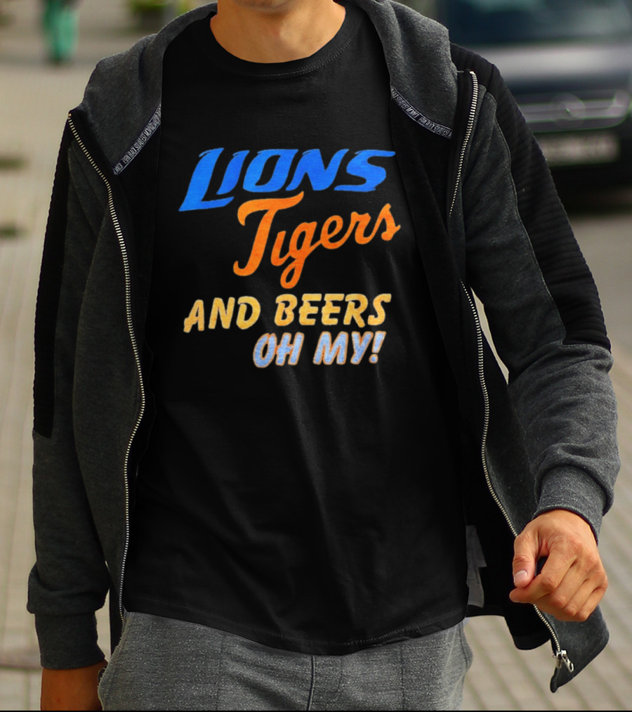 Lions Tigers And Beers Oh My Halloween Sports Fan T-Shirt