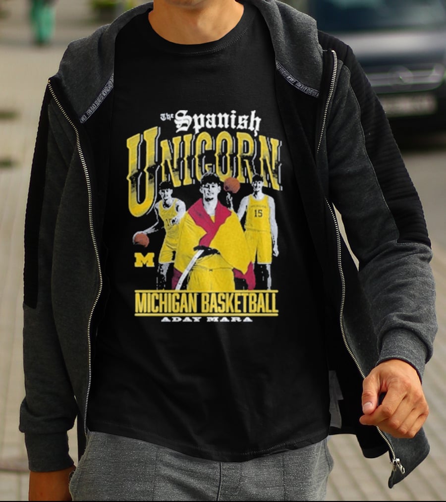 Spanish Unicorn Michigan Basketball Aday Mara Players With Basketball T-Shirt