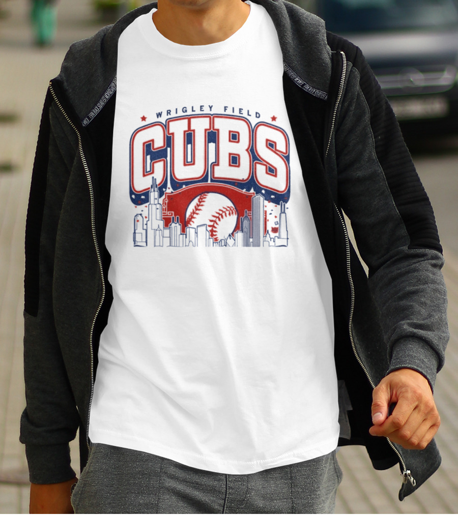 Wrigley Field Cubs Skyline Baseball Chicago T-Shirt