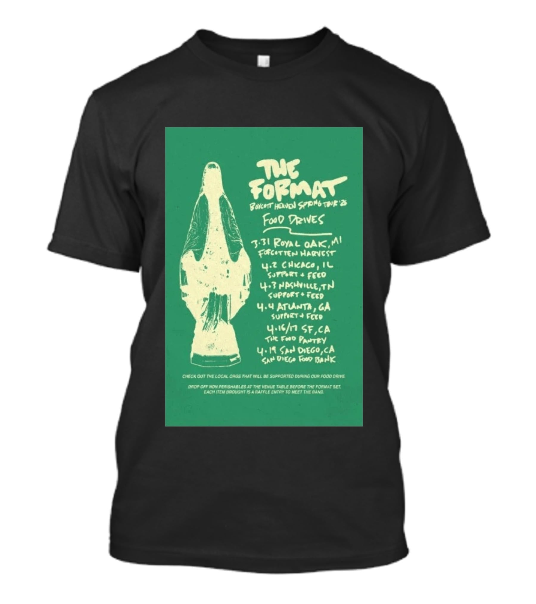 The Format Boycott Heaven Spring Tour 2026 Food Drives Chicago IL T-Shirt