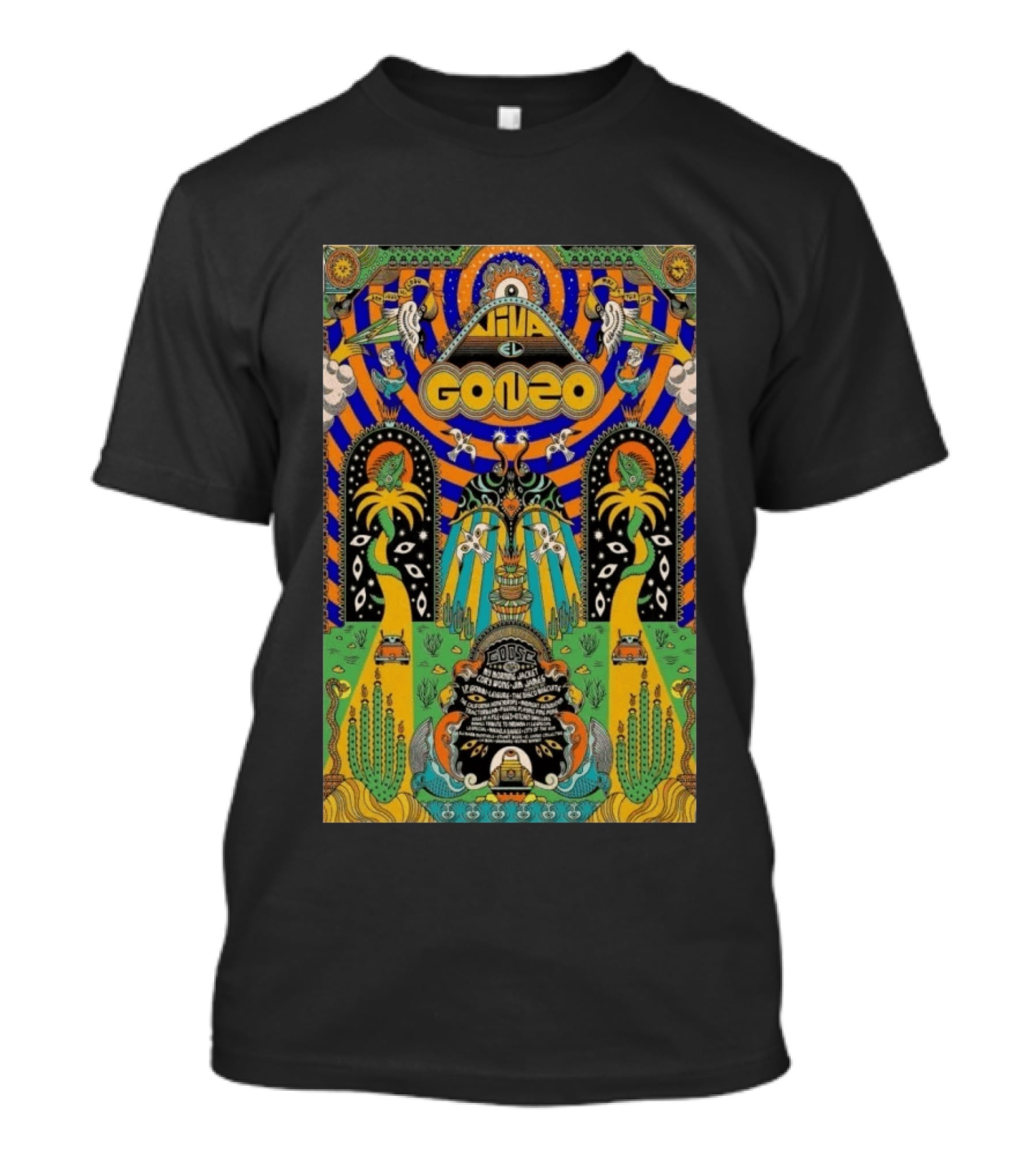 Viva El Gonzo Festival 2026 Psychedelic Art With Cacti And Birds T-Shirt