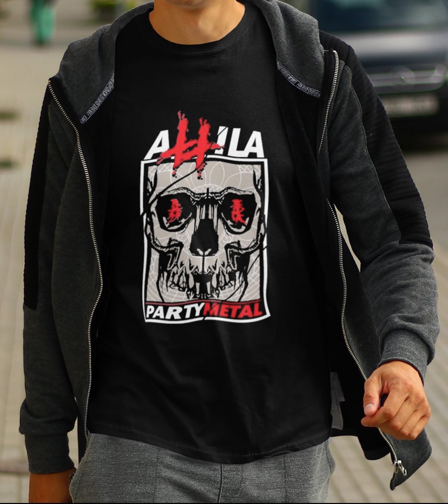 Attila Skull Party Metal Graphic With Red Accents T-Shirt