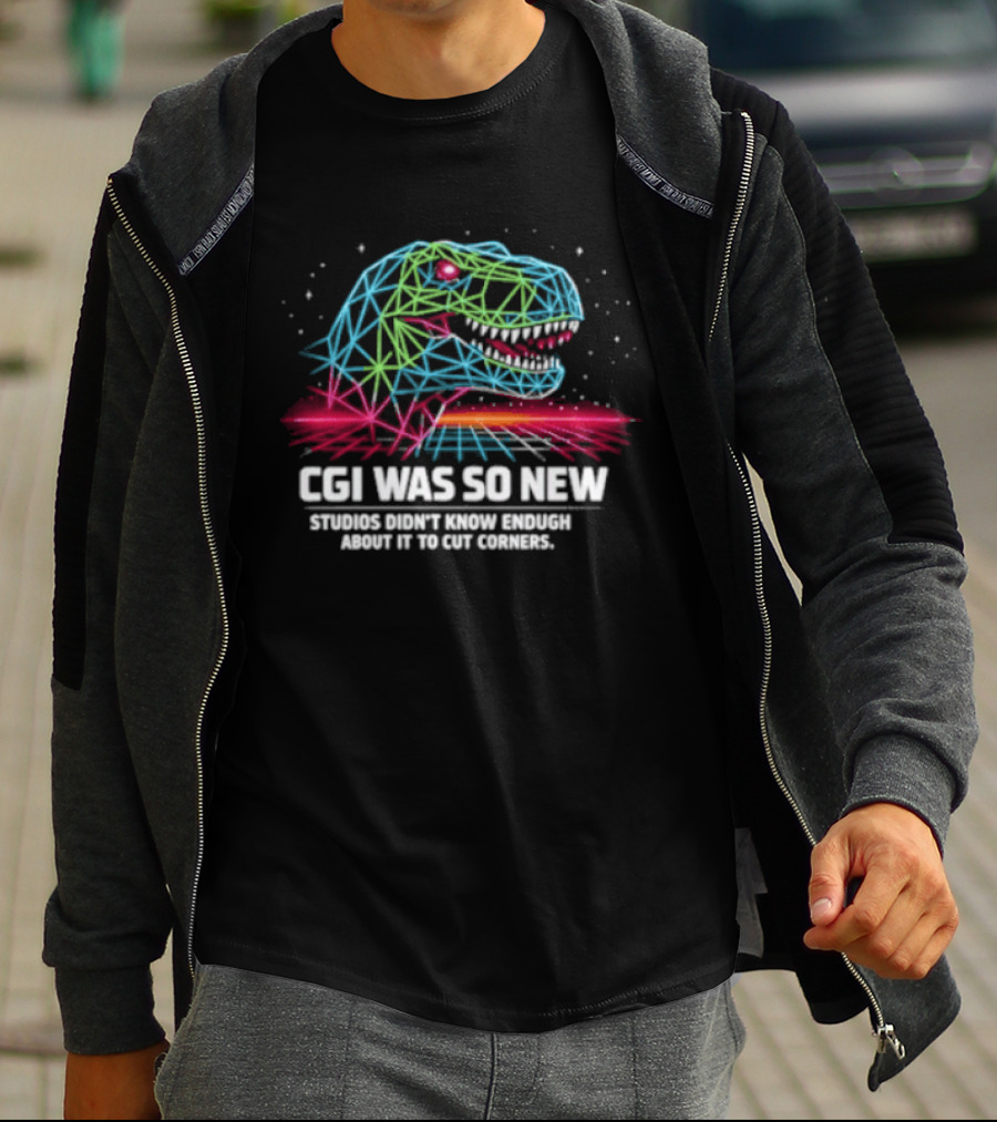 CGI Was So New Studios Didn't Know Enough About It To Cut Corners Dinosaur Triangles And Lines T-Shirt