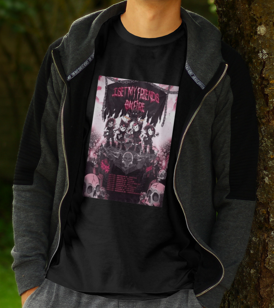 I Set My Friends On Fire Warped Tour 2026 Concert Tour Dates Skulls Chains T-Shirt