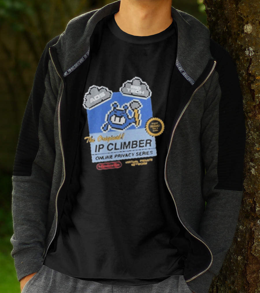 The Original IP Climber Online Privacy Series Retro Tech AOS Pixel Gaming T-Shirt