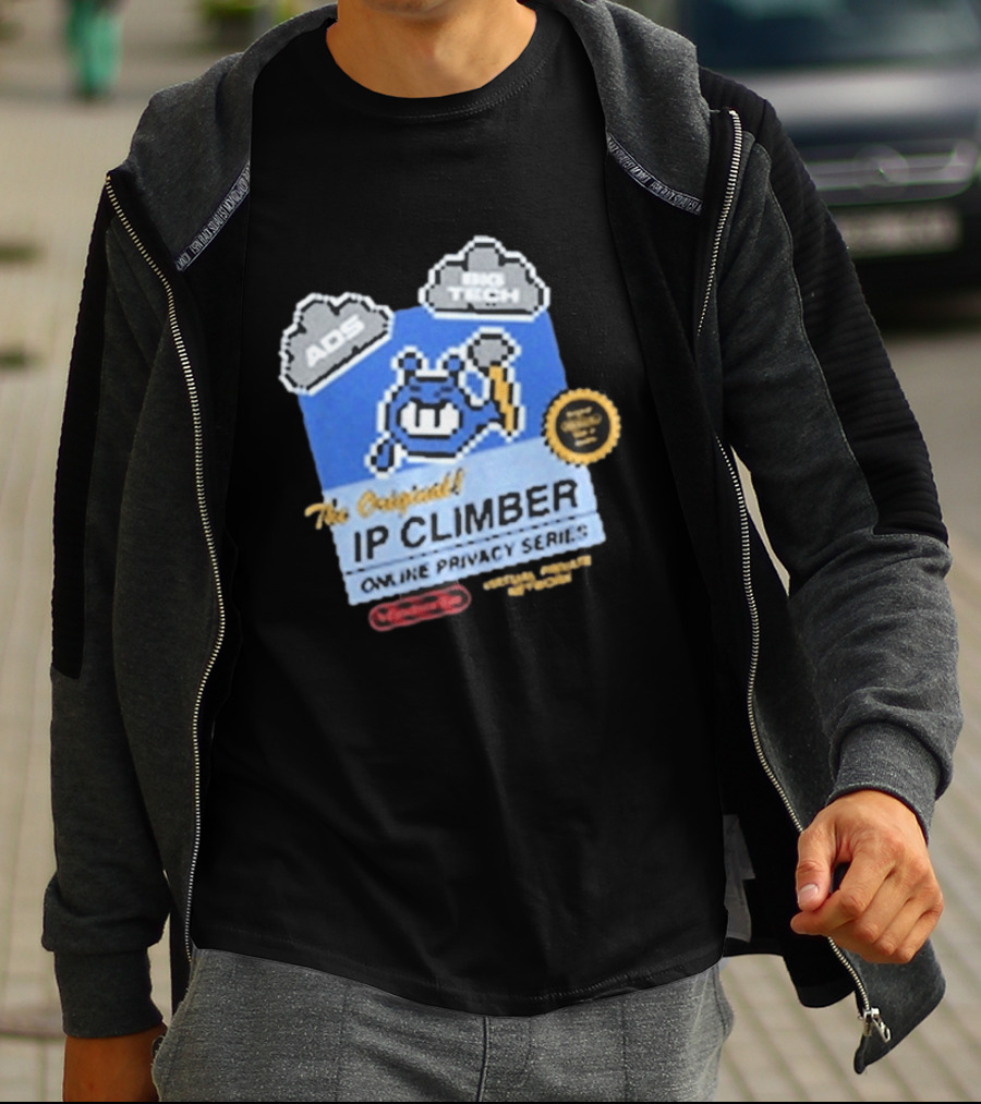The Original IP Climber Online Privacy Series Retro Tech AOS Pixel Gaming T-Shirt