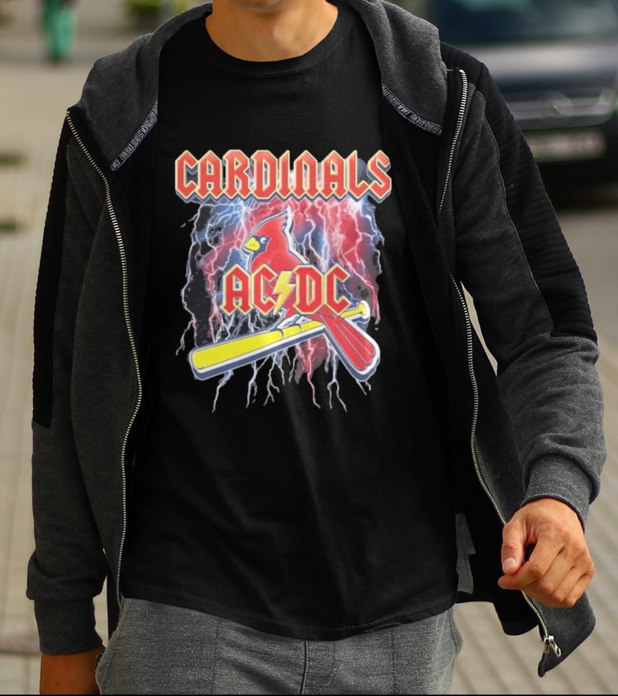 Cardinals AC DC Lightning Bat Baseball T-Shirt