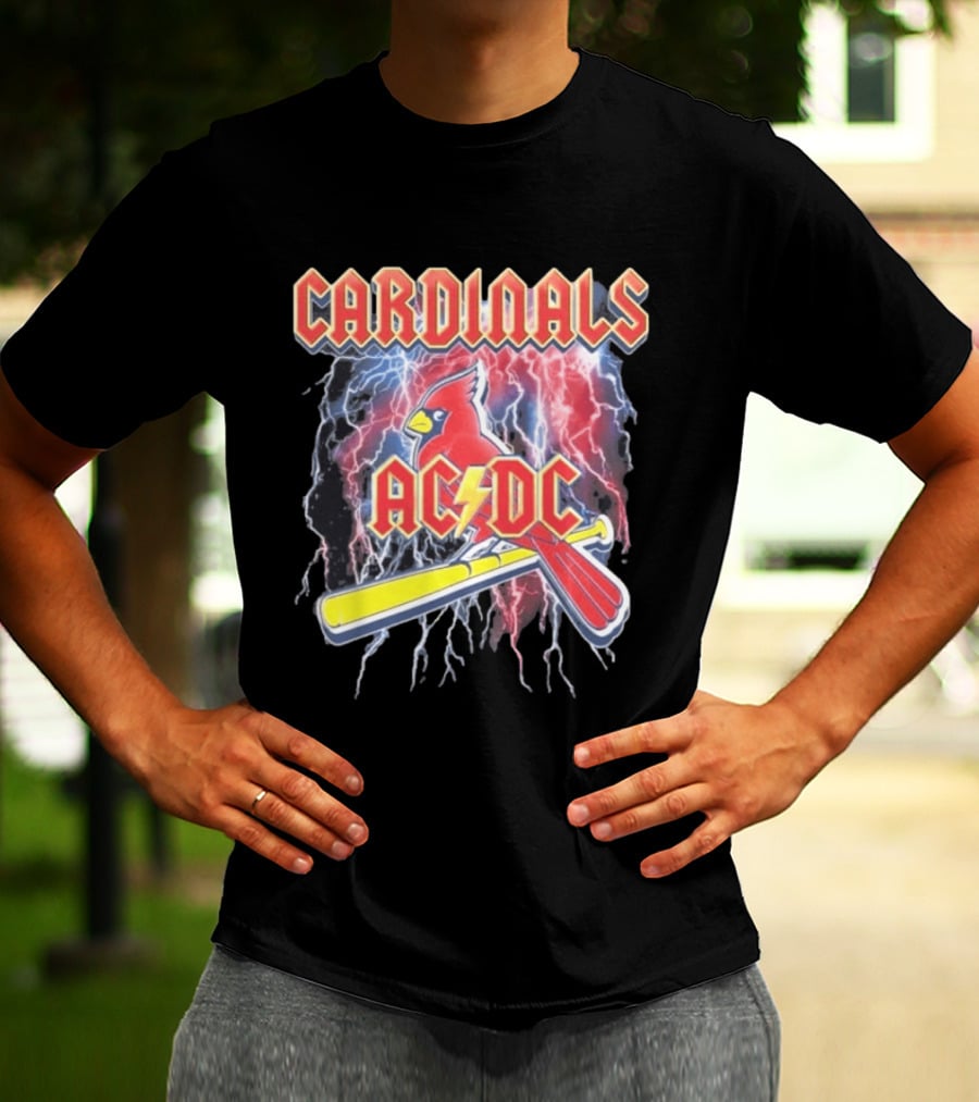 Cardinals AC DC Lightning Bat Baseball T-Shirt