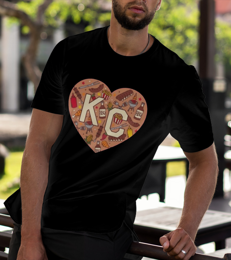 KC Heart BBQ With Grills Ribs And Sauce T-Shirt