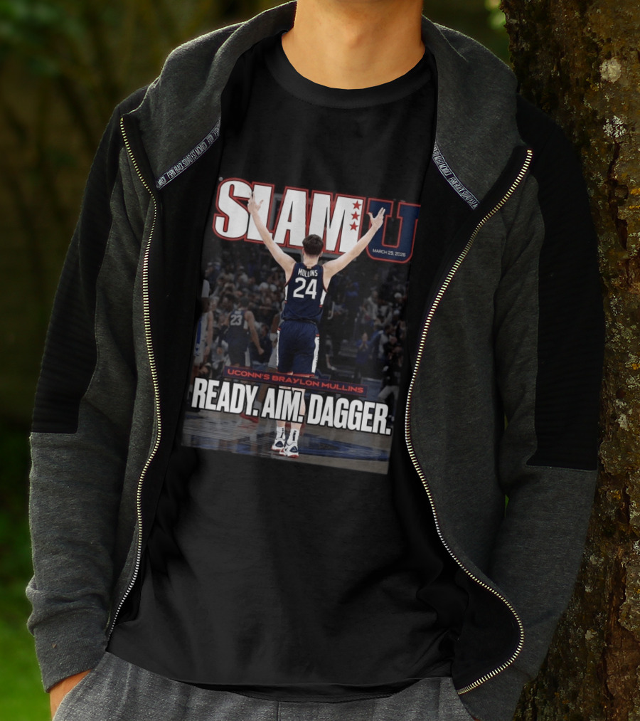 SLAMU March 29 2026 Uconn Huskies Braylon Mullins Ready Aim Dagger T-Shirt