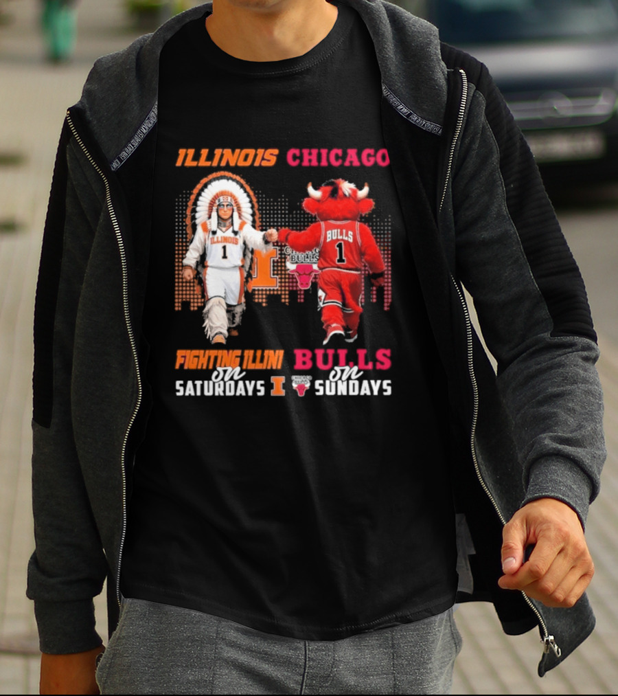 Illinois Fighting Illini On Saturdays Chicago Bulls On Sundays T-Shirt