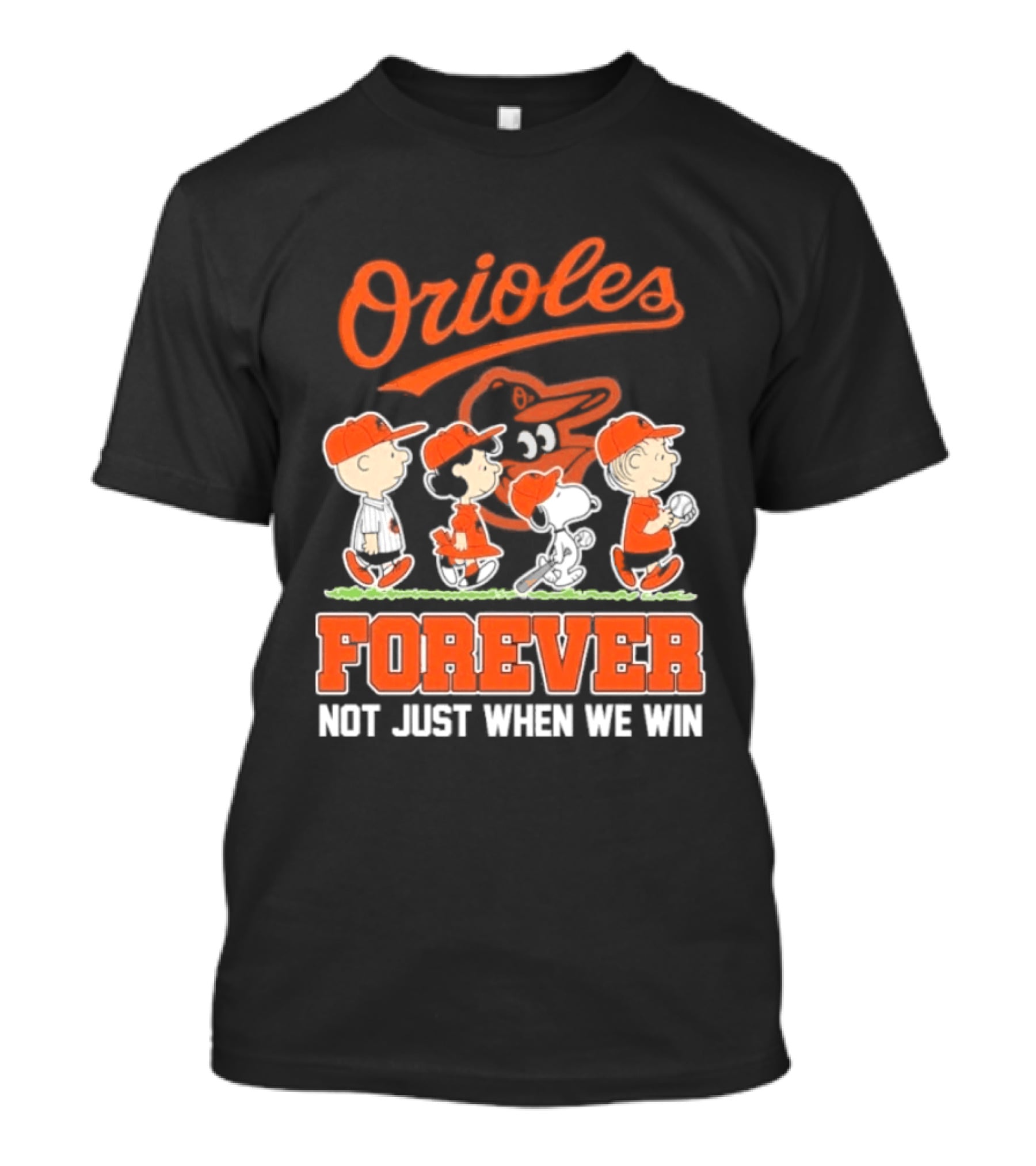 Orioles Forever Peanuts Characters Baseball Team Spirit T-Shirt