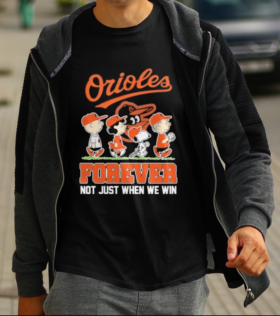 Orioles Forever Peanuts Characters Baseball Team Spirit T-Shirt