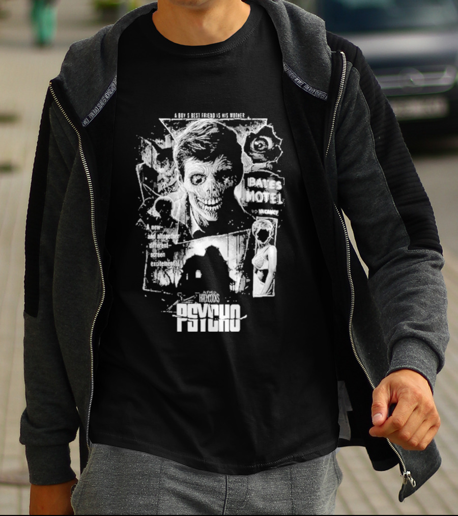Psycho Hitchcock Collage 1960 Classic Movie Icy Blackness 2026 T-Shirt