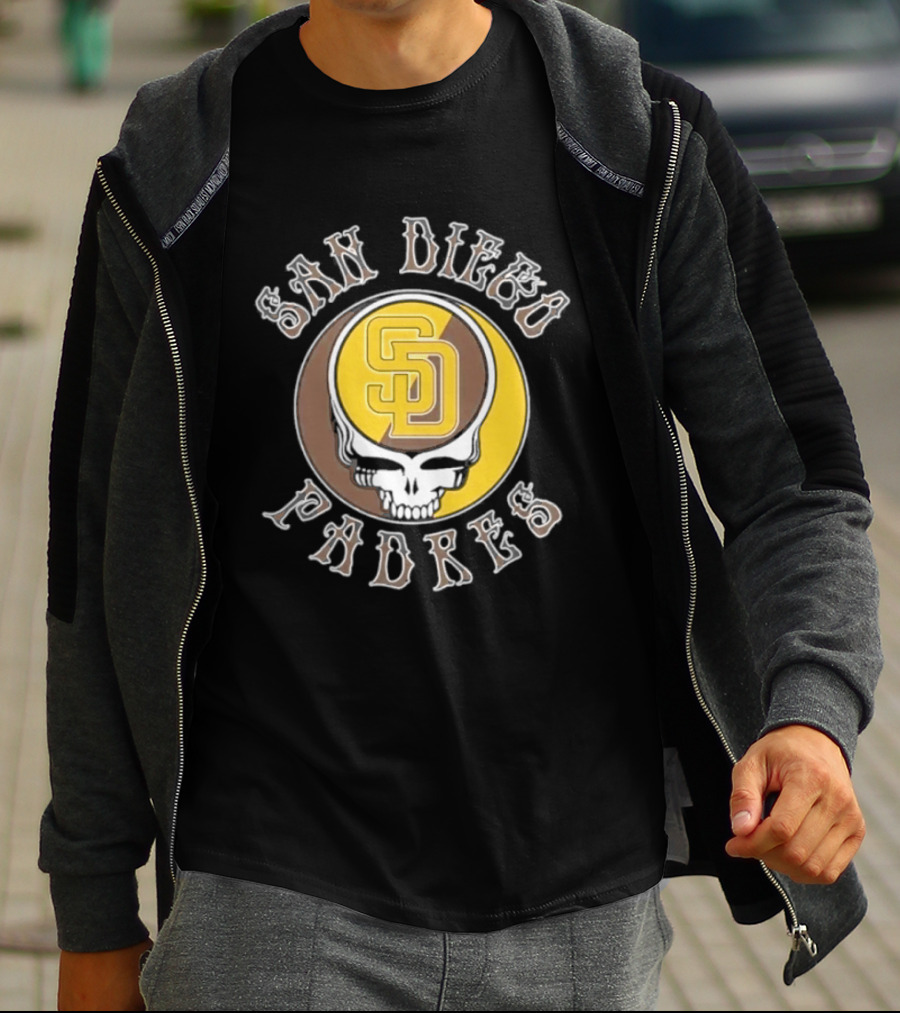 San Diego Padres SD Skull Brown Yellow T-Shirt