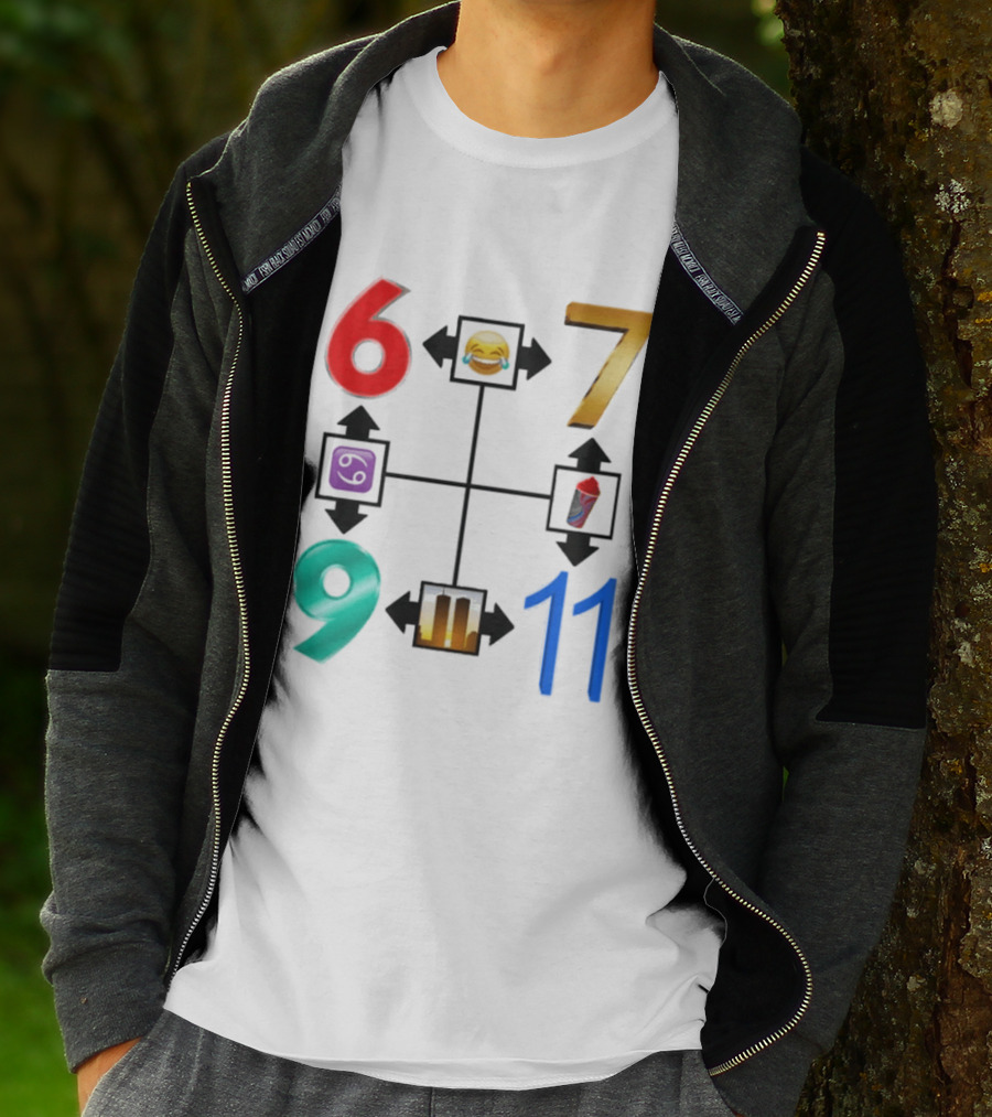 67 69 9 11 Emoji Directional Symbols With Laughing Face Crying Tears T-Shirt