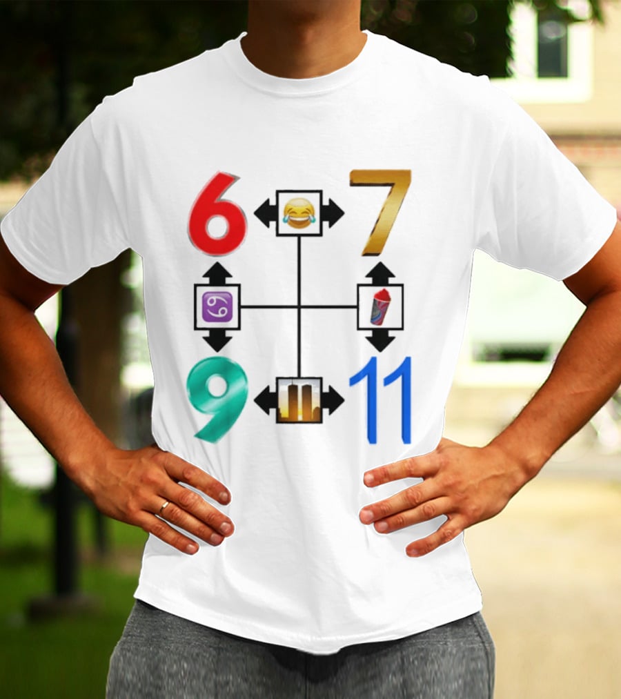 67 69 9 11 Emoji Directional Symbols With Laughing Face Crying Tears T-Shirt