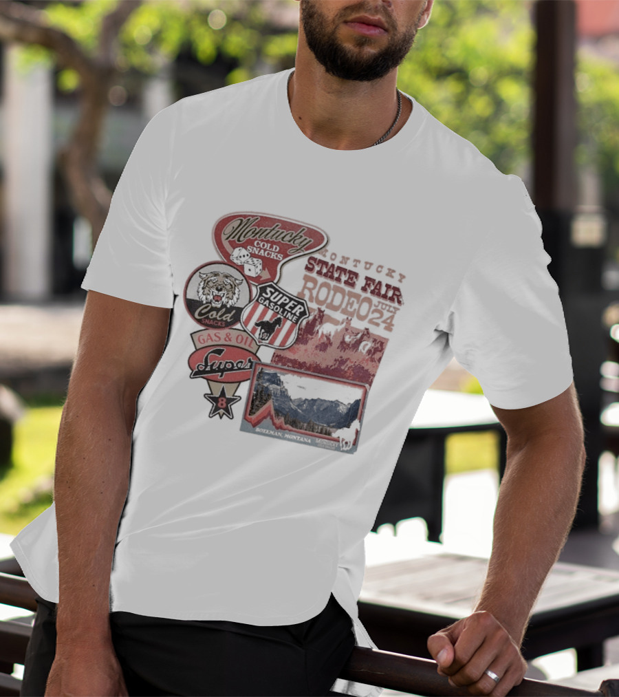 Montucky Cold Snacks Super Premium Lager Gas Oil Rodeo Signs T-Shirt