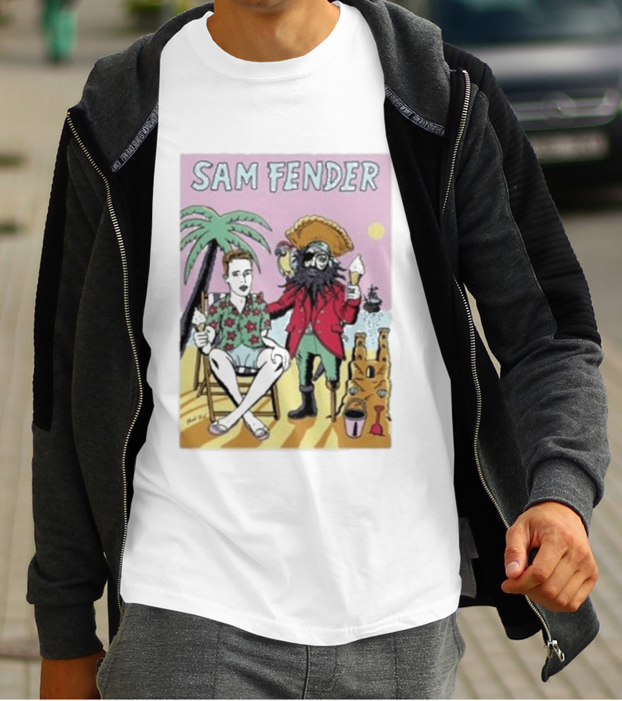 Sam Fender Tropical Pirate Ice Cream Adventure Scene T-Shirt