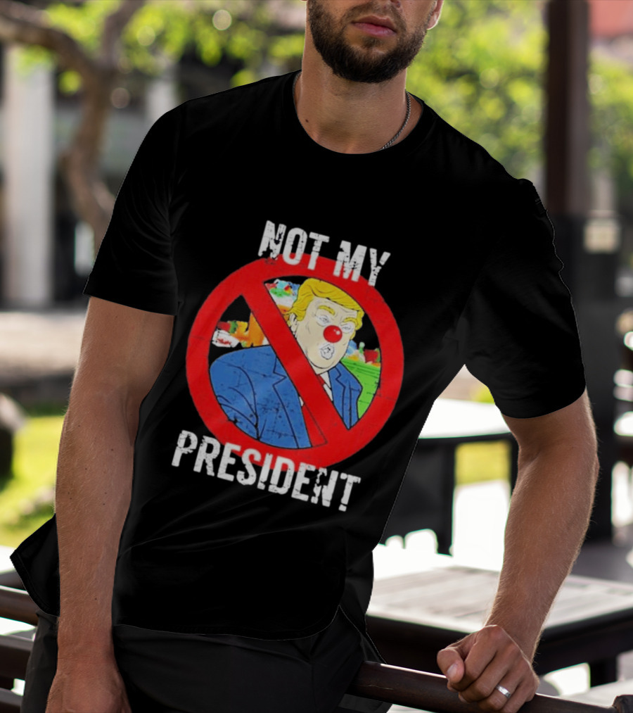 Not My President Trump Clown Red Circle T-Shirt