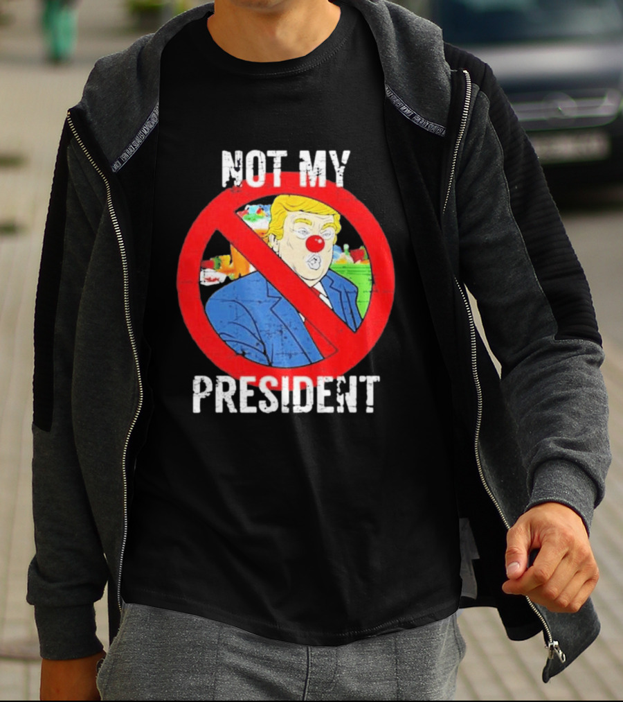 Not My President Trump Clown Red Circle T-Shirt
