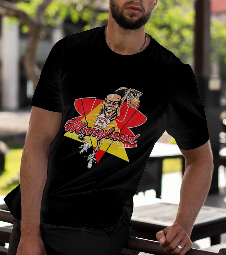 Len Bias Maryland Terrapins Mens Basketball Player Caricature T-Shirt